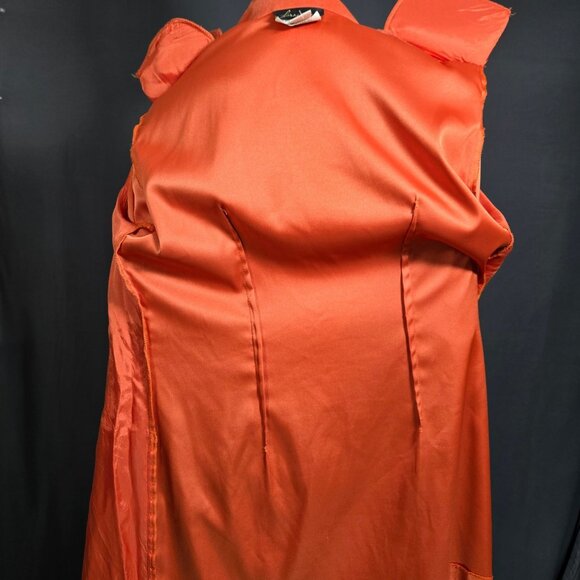 Vntage 90s Burnt Orange Microsuede Jacket Mid Length Trench Size M Fall Autumn - Picture 11 of 11